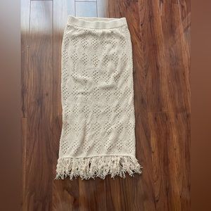 Mango Crochet Skirt Beach Coverup with Fringe